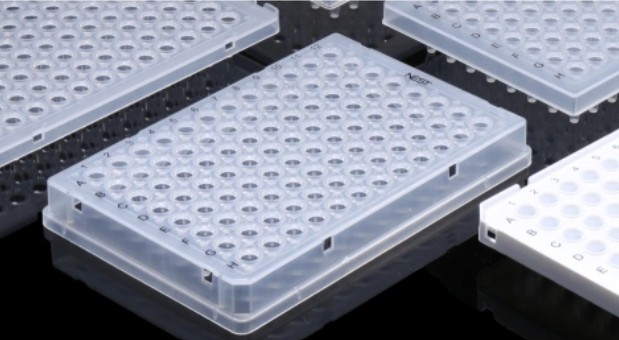 0.2 mL 96 Well PCR Plate, Semi Skirt, Clear, A12 Notch, Compatible with ABI Machine, 5/bag, 25/pk, 100/cs